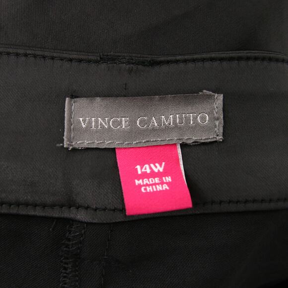Vince Camuto Dress Pants Black Wide Leg Front Pleat Satin Trouser Pant Size 14W - Picture 14 of 16